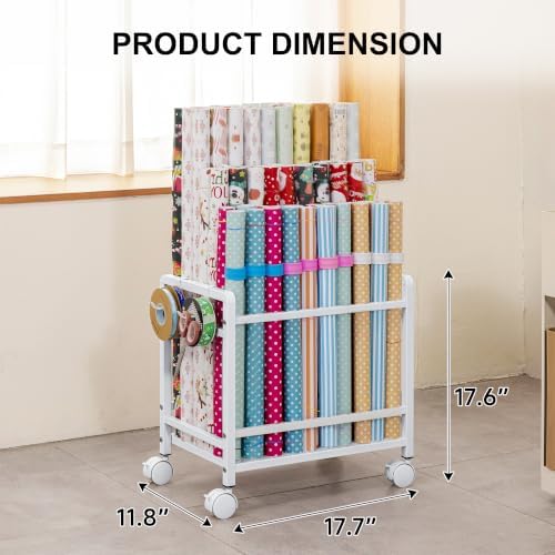 Aquzee Wrapping Paper Storage Organizer, Blueprint Holder, 6 Adjustable Rod