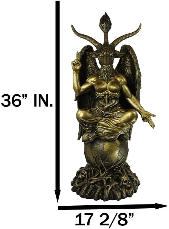 Ebros Gold Tone 3 Feet Large Oversized Sabbatic Goat Baphomet Statue Goat of Mendes Occultic Idol Sigil Sculptural Wonder