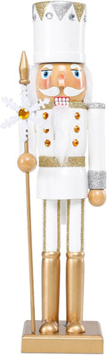 MUMTOP 15 Inch Christmas Nutcracker Decorations,White King Wooden Figures