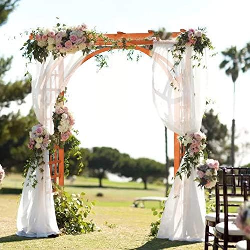 VINGLI 85in Wooden Arbor Garden Arch, Wedding Arch for Ceremony, Wood Trellis for Plant Climbing, Christmas Decor Pergola for Garden Backyard, Lawn (Golden Brown)