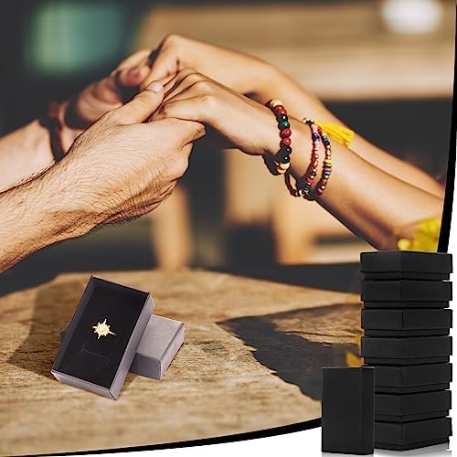 Batiyeer 96 Pcs Black Cardboard Jewelry Boxes with Lids, 3.2 x 2 x 1 Inch