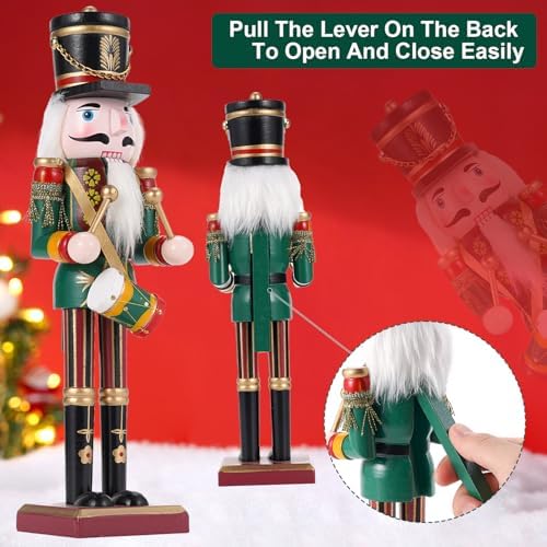3 Pcs Wooden Christmas Nutcracker Soldier,30CM Traditional Painted Nutcracker Figures,Festive Collectible Christmas party for Home Fireplace Christmas Tree Party Decoration (Drummer&Spear&Swordsmen)