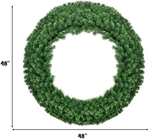 Goplus 48 Inch Large Pre-Lit Christmas Wreath, Battery Operated Winter Wreaths for Front Door with 200 LED Lights and Timer, Lighted Artificial Hanging Xmas Wreath for Windows Wall Mantel Home Decor