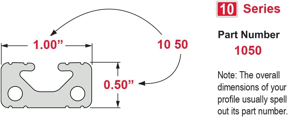 8020, 1050, 10 Series 1 Inch x 0.5 Inch T-Slotted Aluminum Extrusion Extruded...