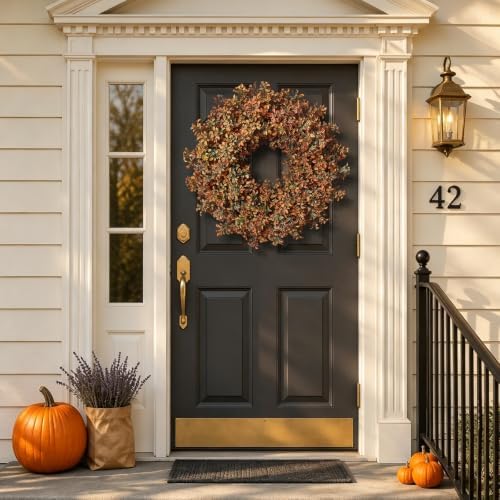 26" Artificial Fall Boxwood Wreath for Front Door Decoration(Autumn Orange)