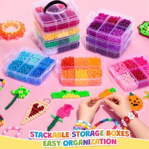 Umikk 10000Pcs Pony Beads Bulk, 60 Colors Kandi Beads for Bracelets