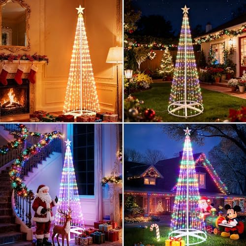 iBaycon Outdoor Christmas Tree, 6.9FT 298 LED Color Changing Lights