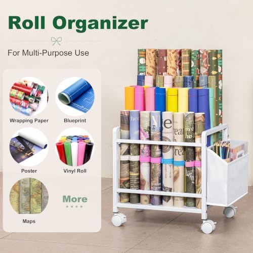 Aquzee Wrapping Paper Storage, Blueprint Holder, 6 Adjustable Rod Design