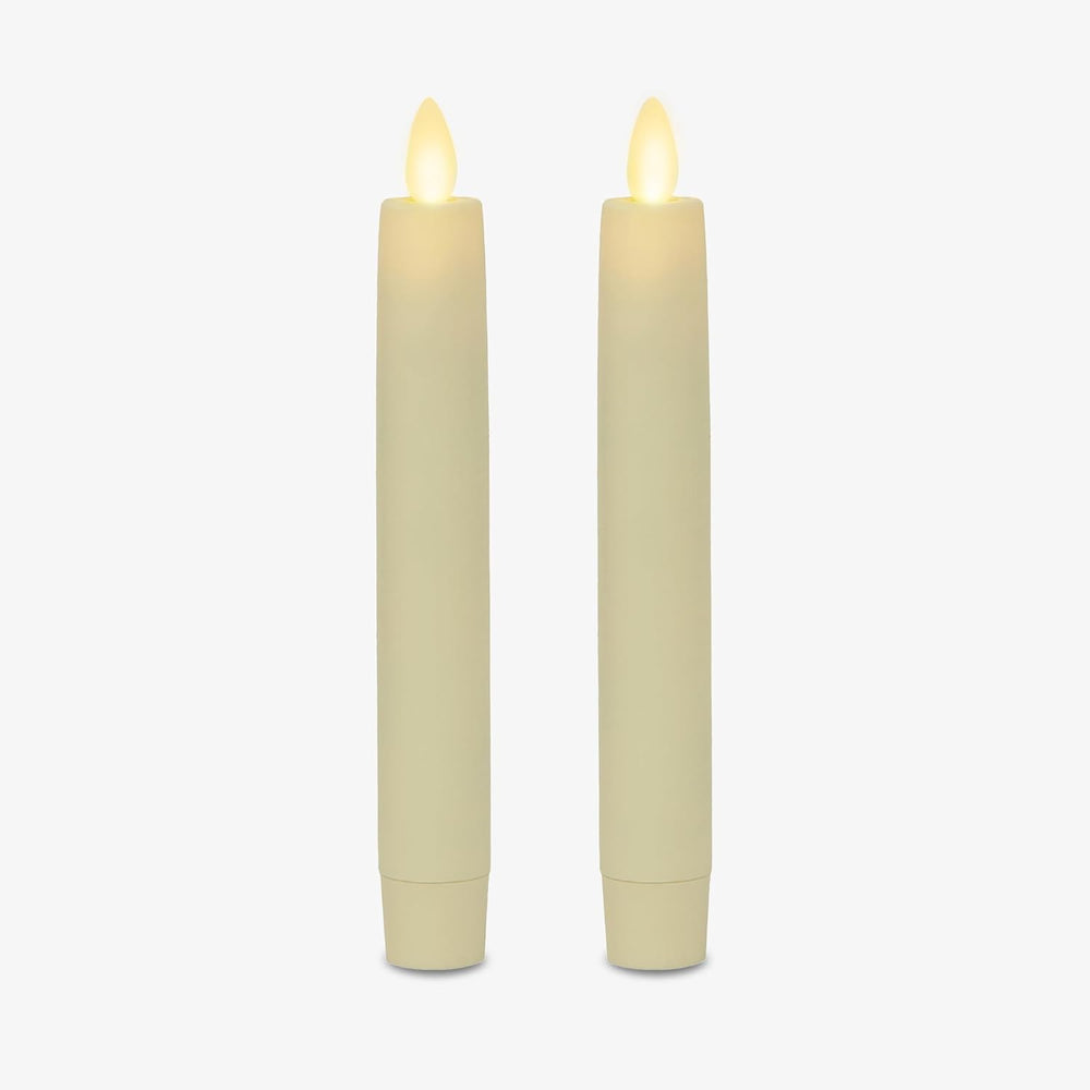 Luminara Flameless Real Flame 0.87x6.75 Inch Ivory Taper Candles, 2 Pack