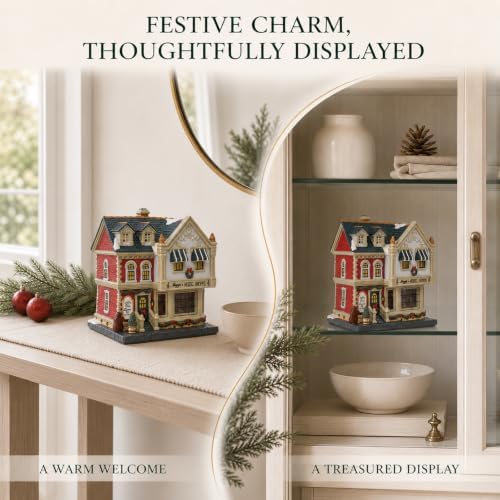 MUMTOP Ceramic Christmas Village Houses, Lighted Music Shoppe Village House