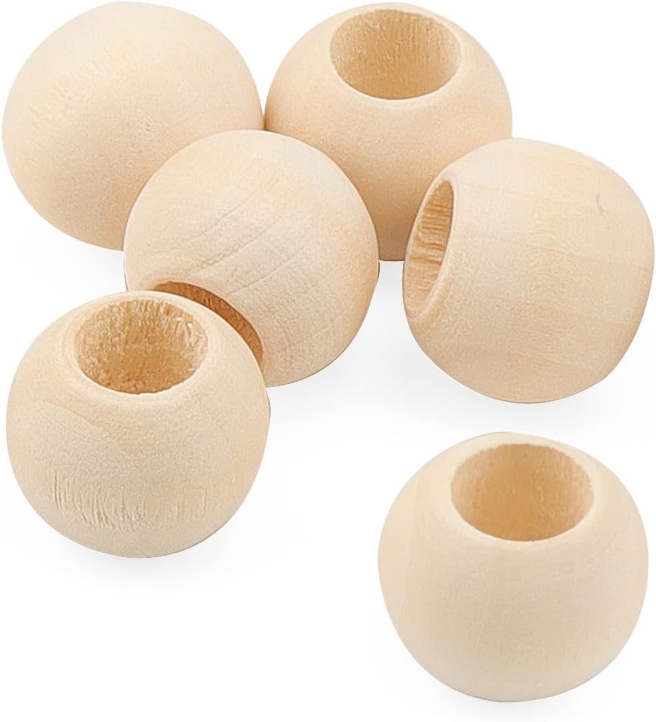 lexinin 300 pcs 20mm unfinished wood beads, large showing dimensions
