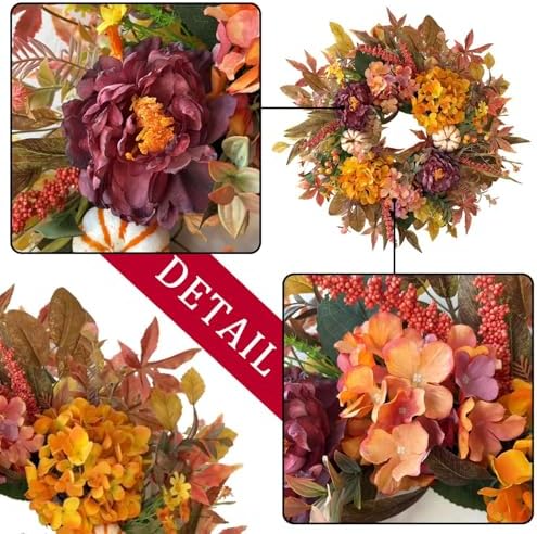 WANNA-CUL 24 Inch Fall Harvest Front Door Wreath Autumn Thanksgiving Decor