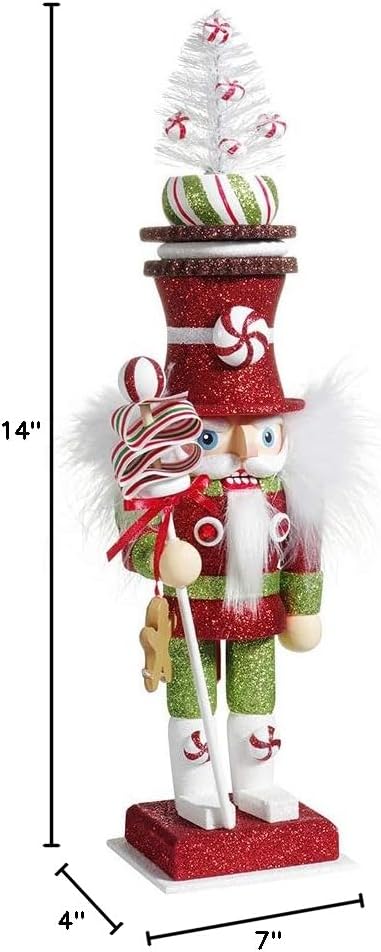 kurt adler 13.5-inch hollywood™ candy soldier nutcracker, close-up detail
