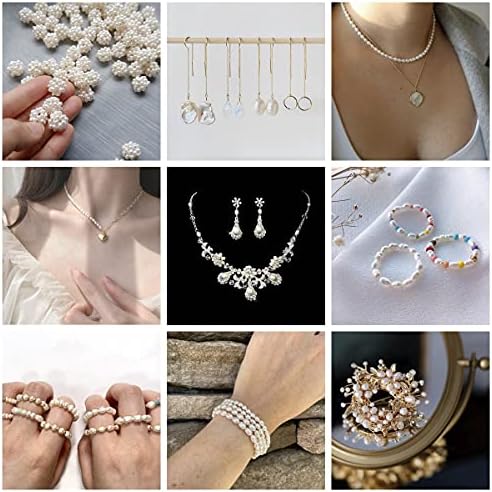 Pearls Beads for Jewelry Making 100pcs 9-10mm Natural Genuine Real Freshwater Cultured Pearl White Rice Oval Loose Gemstone Bead Holes 0.7mm Crafts Necklaces Bracelets Earrings (White, 9-10mm)