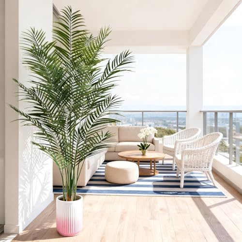 6.5ft Artificial Palm Tree Outdoor, Large Fake Tropical Areca Palm with 18 Trunks, Tall Faux Floor Plants for Indoor Living Rooms Offices Bedroom Home Decor
