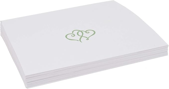 Linked Hearts Place Cards, Sage (Choose Color), Set of 150, Pre-cut and Scored - Wedding, Party, Dinner, and Special Events - Made in the USA
