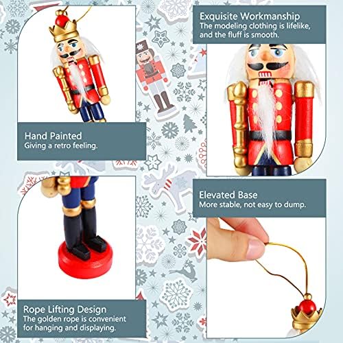 Aoriher 24 Pcs Christmas Nutcracker Ornament Small Hanging Wooden Soldier