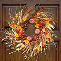 26 Inch Pumpkin Fall Wreath for Front Door Outside with Pinecones Berries
