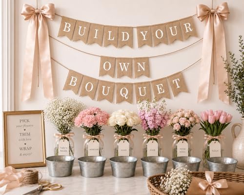 Pre-Printed Banner Kit – 97 BURLAP Flags with WHITE Letters, Numbers & Sy...