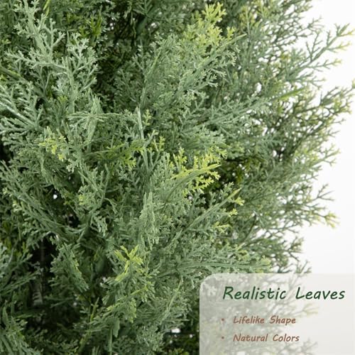 Bellacat 5ft UV Resistant Artificial Topiary Trees Outdoor, 60in Faux Cedar Tree with Full & Realistic Leaves, Fake Cypress Tree for Front Door Proch Patio Deck Balcony Yard Decor 2Pack