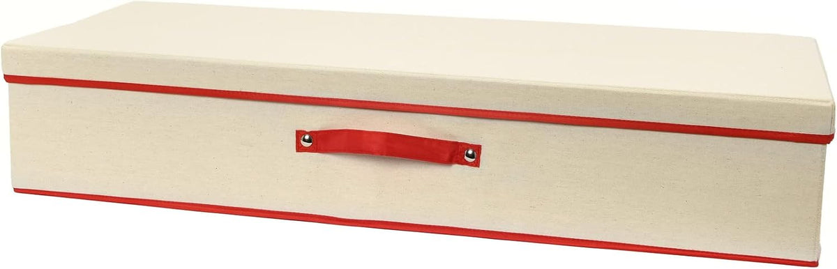 Household Essentials Holiday Gift Wrap Organizer with Lid, Natural and Red