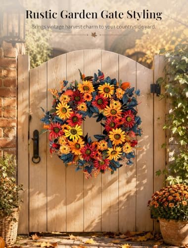 NUPTIO Fall Wreath for Front Door: 26 Inch Autumn Decor with Sunflower