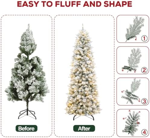Hykolity 7.5 ft Prelit Pencil Christmas Tree with 200 Warm White LEDs