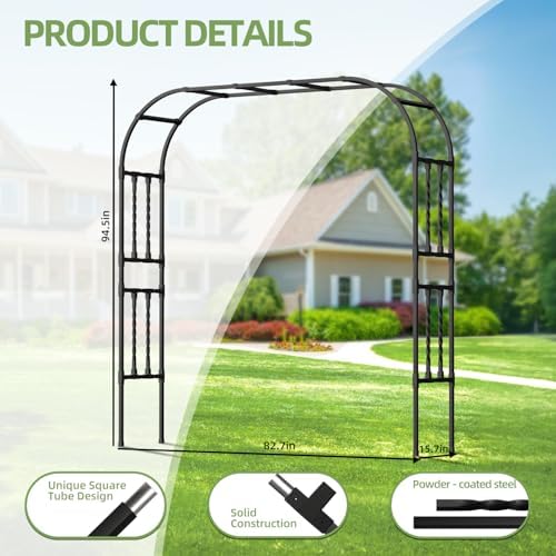 Square Tube Metal Garden Arbor Trellis, 6.9x7.9FT