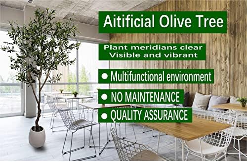 Artificial Olive Tree 7ft(82in,2200+Uv Protection Leaf) Tall,Faux Olive Tree Indoor Artificial Tree for Modern Home Office Living Room Floor Decor Indoor