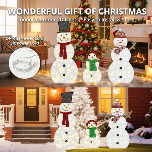 Lighted Snowman Family Outdoor Christmas Decoration, Set of 3