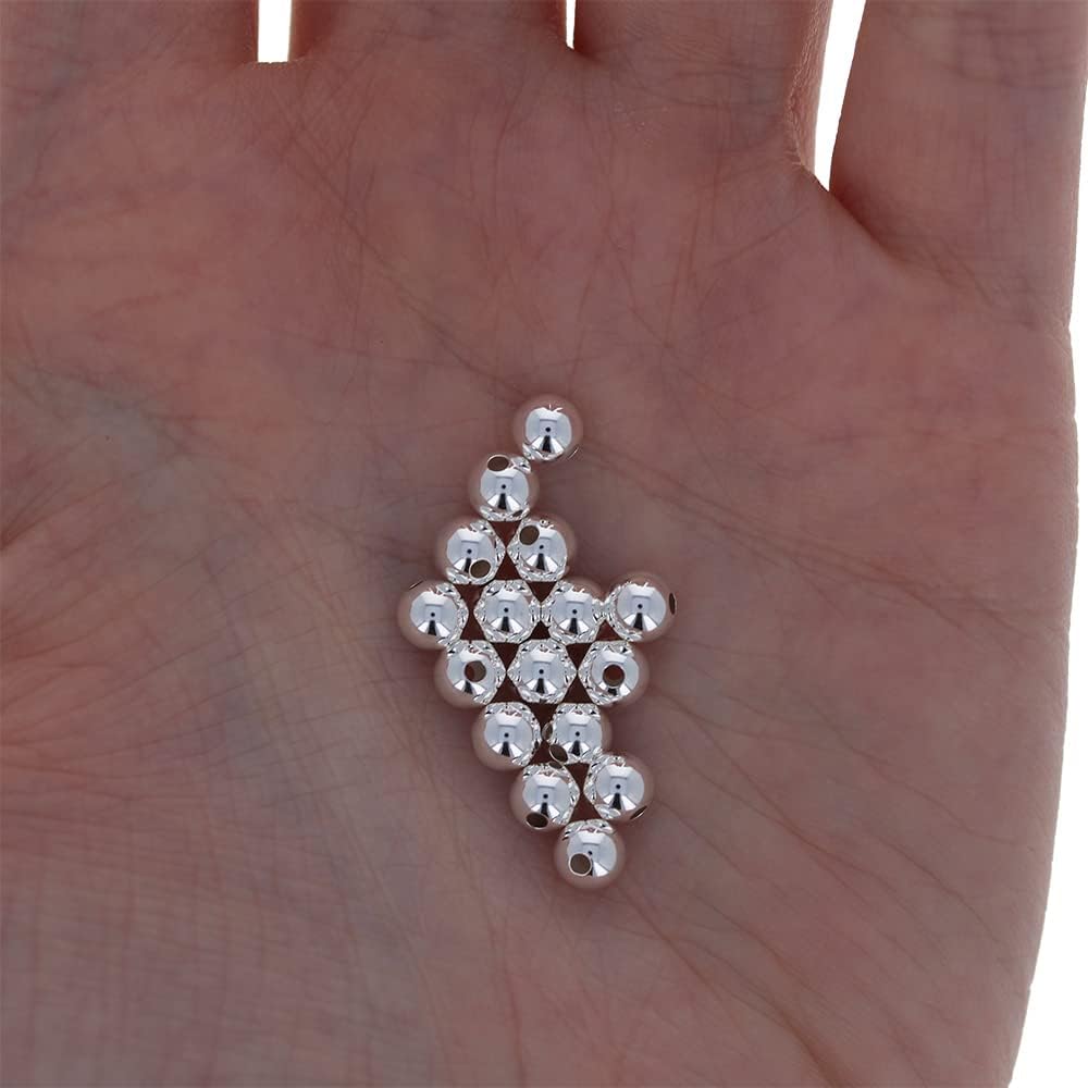 50pcs 5MM Genuine 925 Sterling Seamless Silver Round Ball Beads Spacer for Je...