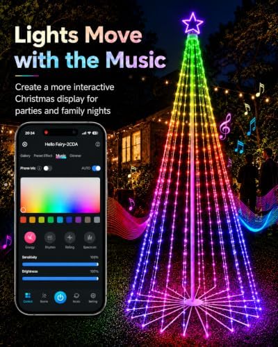 10FT Smart 3D RGB Animated Outdoor Christmas Cone Tree Light Show