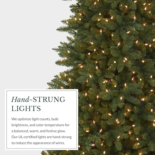 Balsam Hill 7.5ft Pre-Lit Berkshire Mountain Fir - Slim Artificial Christmas Tree with 500 Clear LED Lights, Easy Plug Technology & Premium Stand for Large Spaces