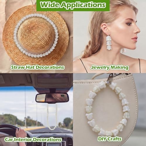 Jutom 100 Pcs White Crown Flower Beads for Hawaiian Lei Making