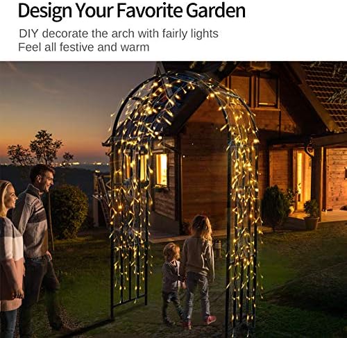 SCENDOR Metal Garden Arbor, Curved Iron Trellis Arch, Outdoor for Climbing Plants & Wedding Ceremony