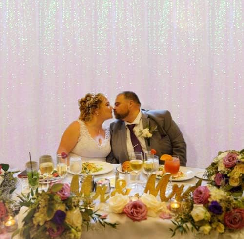 Poise3EHome 8FT x 8FT Iridescent Sequin Photography Backdrop Curtain for Party Decoration, Iridescent