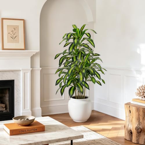 Artificial Dracaena Tree 5FT Tall Fake Plant with Planter&Basket