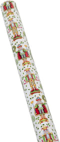 Caspari Nutcracker Christmas White Gift Wrapping Paper, 30 Inches x 8 Feet, Holiday Gift Wrap Rolls, Printed in USA, 3 Rolls