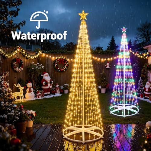iBaycon Outdoor Christmas Tree, 6.9FT 298 LED Color Changing Lights