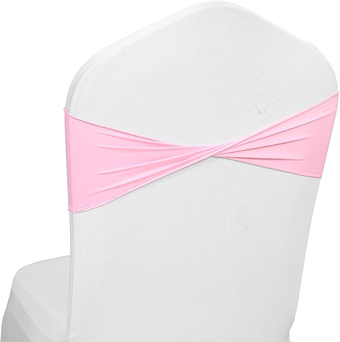 VDS Pack of 75 PCS | Pink | Spandex Chair Sashes Bows Without Buckle | Stretch Elastic Banquet Universal Folding Chair Band Tie with for Wedding Party Conference Celebration Event Decoration
