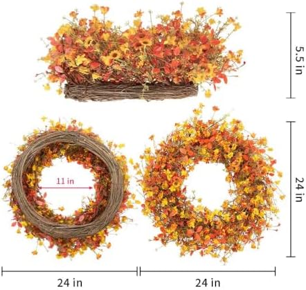 24 Inch Fall Wreaths for Front Door Boho Fall Wreath Rustic Autumn Wreath