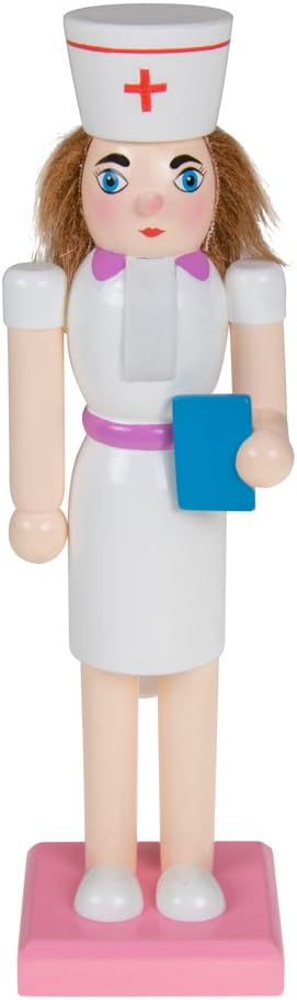 Clever Creations Nurse 10 Inch Traditional Wooden Nutcracker, Festive Christmas Décor for Shelves and Tables
