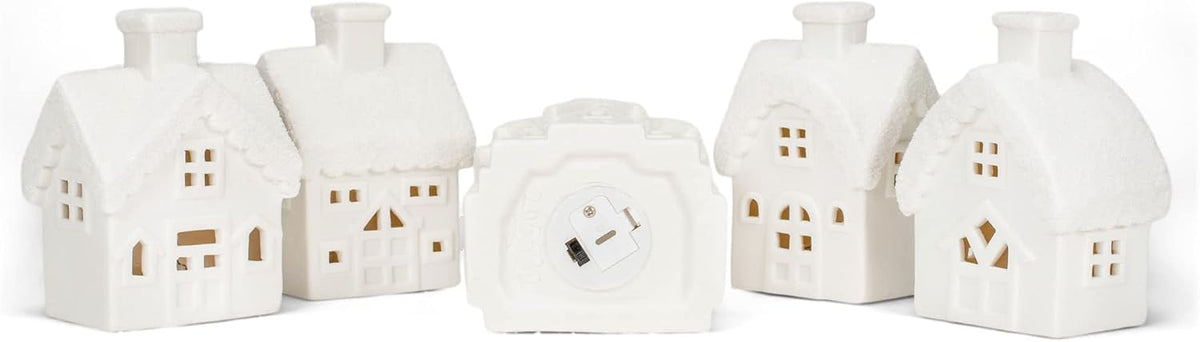 mark feldstein winter village with barn led porcelain showing dimensions