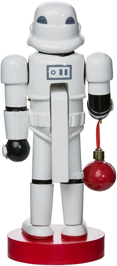 kurt adler stormtrooper with ball ornament nutcracker, 12-inch, close-up detail