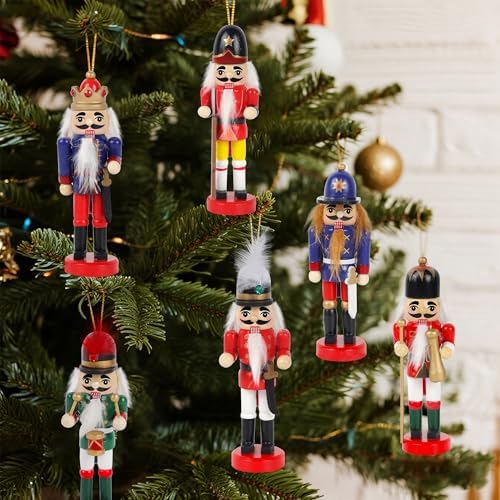 Joliyoou Wooden Christmas Nutcracker, 12 Pcs Mini Soldier Figurines
