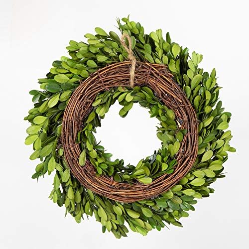 Preserved Boxwood Wreath, 11 Inches, Green Wreath for All Seasons Indoor Use Suits for Wedding, Christmas, Halloween, Valentine's Day