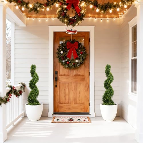 3ft Spiral Topiary Trees Artificial Outdoor Faux Boxwood Plants