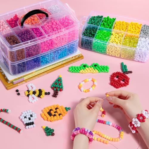 Simetufy 10000Pcs Pony Beads Bulk 30 Colors for Rave Kandi Bracelet Making