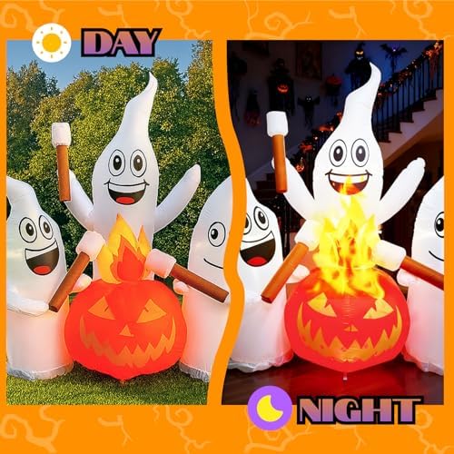 6 FT Halloween Inflatable Ghosts Roasting Marshmallows