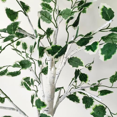 24 LED Artificial Tree Lamp, Lighted Trees for Indoor Decor USB/Battery Powered with Timer, DIY Green Leaves Light Up Tree Fairy Spirit for Table Home Bedroom Spring Decoration